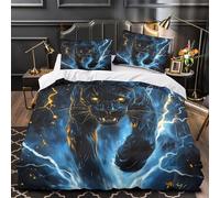 Ritratto di Pantera Nera Set Di Copripiumino 3 pezzi stampa 3D con federa incluso federe decorazione per la camera dei bambini animale selvatico copripiumino for ragazze e adulti Double（200x200cm）