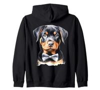 Ritratto di Papillon Cucciolo di Rottweiler Felpa con Cappuccio