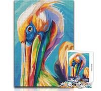 Ritratto di pellicano colorato, puzzle da 1000 pezzi per adolescenti, gioco di apprendimento divertente con la mente, perfetto regalo festivo premuroso, dimensioni 50x75cm