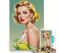 Ritratto di pin-up dai capelli gialli - Puzzle da 1000 pezzi - Memory Train - Divertente,superficie liscia e priva di sbavature - Sfida stimolante per il tempo libero (38x52cm)