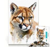 Ritratto di puma ad acquerello Puzzle da 1000 pezzi per adolescenti Attività divertente per lo sviluppo della mente Dimensioni uniformi Pezzi precisi Rilassante attività di gruppo al chiuso (38x26cm)