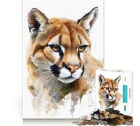 Ritratto di puma ad acquerello,puzzle da 1000 pezzi per adolescenti,gioco stimolante per la mente,incastro perfetto senza spazi vuoti,rilassante attività di gruppo al chiuso (50x75cm)