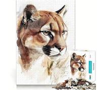 Ritratto di puma ad acquerello,puzzle per adulti da 1000 pezzi,gioco di logica,taglio di precisione,bordi lisci,regalo perfetto per riunioni di famiglia (50x75cm)