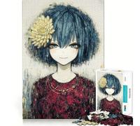 Ritratto di ragazza anime con fiori - Puzzle per adolescenti - 1000 pezzi - Gioco stimolante per la mente - Montaggio sicuro e stabile - Attività di condivisione per i propri cari (38x26cm)
