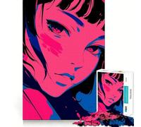 Ritratto di ragazza anime Puzzle da 1000 pezzi per adolescenti Gioco stimolante per la mente Incastro perfetto senza spazi vuoti Attività rilassante di gruppo al chiuso (38x26cm)