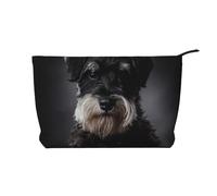 Ritratto di Schnauzer grigio scuro, Borsa per cosmetici in velluto a coste Borsa per il trucco Borsa da viaggio portatile