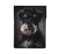 Ritratto di Schnauzer grigio scuro, Custodia per laptop in pelle PU, borsa per notebook, custodia per laptop, custodia per tablet