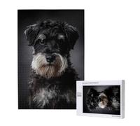 Ritratto di Schnauzer grigio scuro,Puzzle in legno da 1000 pezzi per adulti e adolescenti