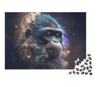 Ritratto di Scimmia Cosmica Puzzle da 1000 Pezzi Gorilla Cosmico con Cucciolo d'Orso Gioco Educativo per Adulti Decorazione per la Casa Sfida Alta Difficoltà Uomo e Donna Compleanno 70x50cm