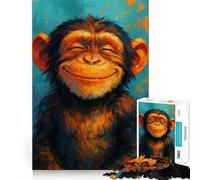 Ritratto di scimmia sorridente - Puzzle da 1000 pezzi per adulti - Gioco di puzzle per stimolare la mente, calma e relax - Decorazione murale 38x26cm