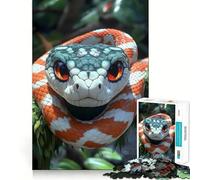 Ritratto di serpente arancione e bianco, puzzle da 1000 pezzi per adulti, sfida mentale, divertimento da condividere, taglio di qualità, (38x52cm)