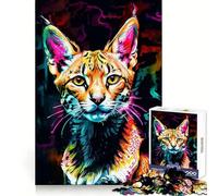 Ritratto di Serval al neon, puzzle da 1000 pezzi per adolescenti, gioco per allenare la mente, facile da assemblare, regalo elegante (38x26cm)
