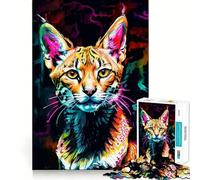 Ritratto di Serval al neon, puzzle da 1000 pezzi per adolescenti, gioco per allenare la mente, facile da assemblare, regalo elegante (38x26cm)