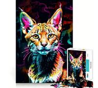 Ritratto di Serval al neon, puzzle da 1000 pezzi per adulti, rompicapo, evasione rilassante, assemblaggio, regalo di Babbo Natale (50x75cm)