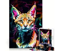 Ritratto di Serval al neon, puzzle da 1000 pezzi per adulti, rompicapo, evasione rilassante, assemblaggio, regalo di Babbo Natale (50x75cm)