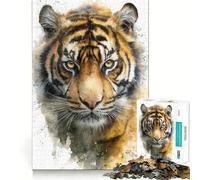 Ritratto di tigre ad acquerello per adolescenti,puzzle da 1000 pezzi,gioco di memoria,incastro perfetto,nessun pezzo si stacca,gioco per allenare la mente,ideale da portare in viaggio,regalo perfetto
