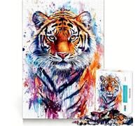 Ritratto di tigre ad acquerello,puzzle per adulti da 1000 pezzi,gioco di logica,taglio di precisione,bordi lisci,regalo perfetto per riunioni di famiglia (50x75cm)