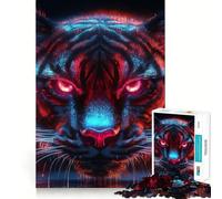 Ritratto di tigre al neon, puzzle da 1000 pezzi per adolescenti, gioco per allenare la mente, facile da assemblare, regalo elegante (38x52cm)