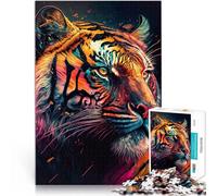 Ritratto di tigre colorata puzzle 1000 pezzi per adulti Aiuta il cervello ad allenare i giocattoli che creano dipendenza per coltivare la pazienza Regalo divertente 38x26cm