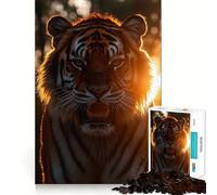 Ritratto di tigre in luce dorata - Puzzle da 1000 pezzi per ragazzi - Gioco di abilità mentale - Divertimento e svago - Design e assemblaggio - Regalo elegante 50x75cm