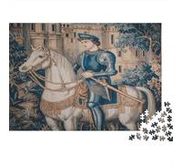 Ritratto di un cavaliere in armatura blu Puzzle 1000Pcs Decorazione Per La Casa. Rilassamento E Intelligence Per Adulti E Bambini Da 14 Anni 38x26cm/1000pcs