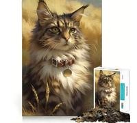 Ritratto di un gatto Maine Coon Puzzle da 1000 pezzi per adolescenti Puzzle facile da costruire Tempo libero Taglio preciso Regalo di Babbo Natale (38x52cm)