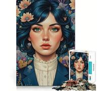 Ritratto di una donna con fiori - Puzzle da 1000 pezzi per ragazzi, gioco di logica, attività per tutta la famiglia, taglio di qualità, (50x75cm)