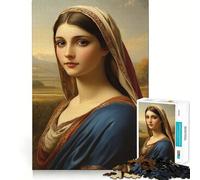 Ritratto di una donna in abito blu - Puzzle da 1000 pezzi per adolescenti - Gioco di logica - Leggero e rilassante - Taglio liscio - Decorazione da parete (38x52cm)