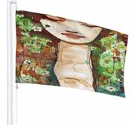 Ritratto di una giovane ragazza Flag Decor 3x5 Ft Pretty Woman Face Pittura ad Profilo ad olio Poliestere Motivo stampato Decorazioni per esterni per case e giardini