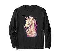 Ritratto di Unicorno Pastello Mistico Fantasy Creature Art Maglia a Manica