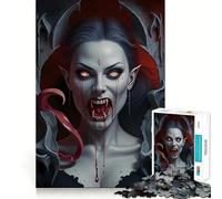 Ritratto di vampiro con sangue e zanne - Puzzle da 1000 pezzi - Gioco creativo - Incastro perfetto,nessun pezzo si stacca - Attività per rafforzare i legami familiari (38x52cm)