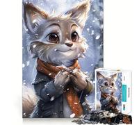 Ritratto di volpe invernale Puzzle da 1000 pezzi per ragazzi Gioco stimolante per la mente Incastro perfetto senza spazi vuoti Attività rilassante di gruppo al chiuso (38x52cm)
