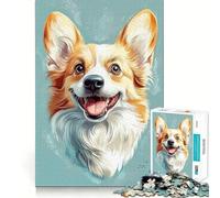 Ritratto di Welsh Corgi Puzzle da 1000 pezzi per adulti Gioco di memoria Incastro perfetto,senza spazi vuoti Attività rilassante per la pausa mentale (38x26cm)