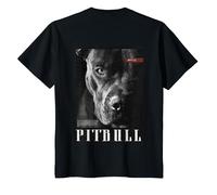 Ritratto di Wild Dog Terrier Bulldog Cane Backprint Pitbull Maglietta, Bambini, Nero, 10 Anni