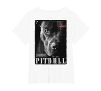 Ritratto di Wild Dog Terrier Bulldog Cane Backprint Pitbull Maglietta, Donna Plus-Size, Bianco, 3X