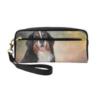 Ritratto divertente del cane della razza del bovaro bernese, Borsa per il trucco Borsa per cosmetici Borsa da viaggio portatile da toilette Astuccio in pelle per donne e ragazze