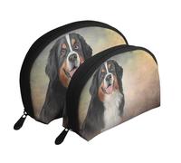 Ritratto divertente del cane della razza del bovaro bernese, Borsa per trucco a conchiglia Portamonete da donna Borsa da toilette piccola Borsa per cosmetici 2 pezzi