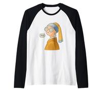 Ritratto Divertente del Fumetto per Insegnante d'Arte, Donne artistiche, Uomini Maglia con Maniche Raglan
