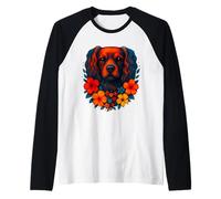 Ritratto floreale con cane Cocker Spaniel, fiori primaverili estivi Maglia con Maniche Raglan