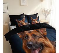 Ritratto Hd Di Un Animale Cane Set di Biancheria da Letto di, 180 x 220 cm, Nero traspirante, morbida microfibra Copripiumino, Anallergico, con federe per adulti, ragazzi e ragazze