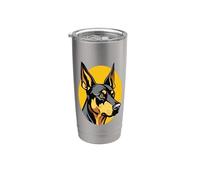 Ritratto Intenso Doberman Pinscher Bicchiere termico in acciaio inox doppia parete