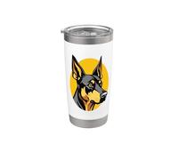 Ritratto Intenso Doberman Pinscher Bicchiere termico in acciaio inox doppia parete
