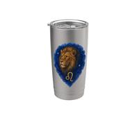 Ritratto Leone Acquerello Zodiaco Leone Bicchiere termico in acciaio inox doppia parete