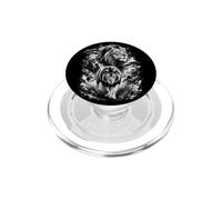 Ritratto Leone Stile Disegno Artistico Nero Bianco PopSockets PopGrip per MagSafe
