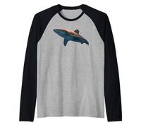 Ritratto Minimalista dell'Oceano dello squalo della barriera corallina Maglia con Maniche Raglan