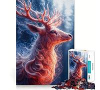 Ritratto mistico di cervo nella foresta invernale Puzzle da 1000 pezzi per adulti e ragazzi, rompicapo rilassante, arte da assemblare, regalo premuroso (38x52cm)