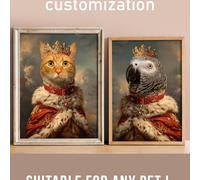 Ritratto personalizzato del tuo animale domestico su tela, ritratto rinascimentale del tuo cane realizzato da una foto, ritratto reale del tuo animale come un re, opera d'arte digitale, ideale come re