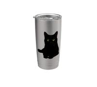 Ritratto realistico del gatto nero con il disegno degli Bicchiere termico in acciaio inox doppia parete