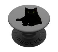 Ritratto realistico del gatto nero con il disegno degli PopSockets PopGrip Adesivo
