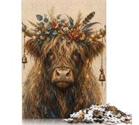 Ritratto rustico della mucca dell'altopiano Puzzle in Legno 500 Pezzi